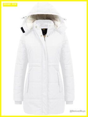 CREATMO US Women's Thicken Sherpa Winter Coat Puffy Warm Snow Jacket With